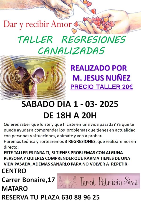 TALLER DE REGRESIONES CANALIZADAS EN MATARO